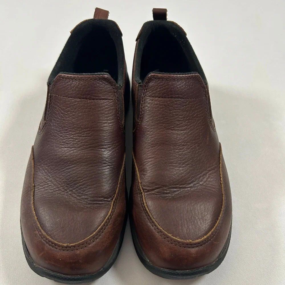 LL Bean Shoes Comfort Mocs Mens 7.5‎ Medium Brown Leather Slip On Hiking Outdoor